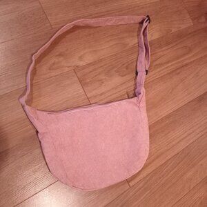 Pink Corduroy Crossbody Bag